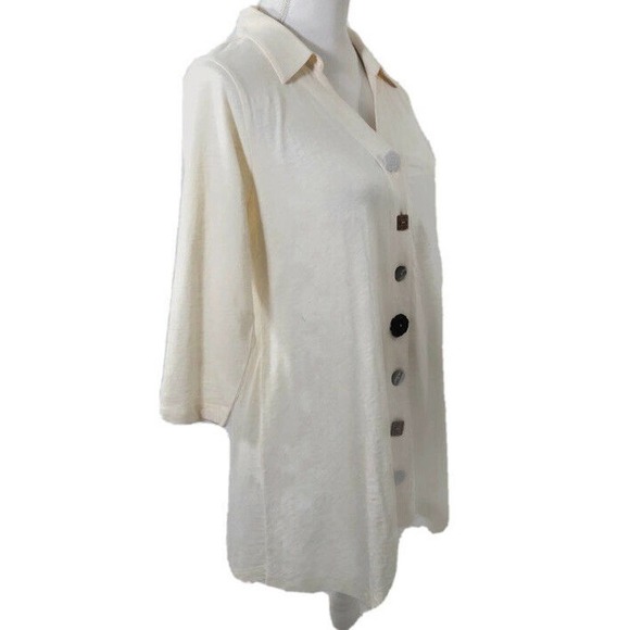 NWT Soft Surroundings XS Ivory Cotton Button Tunic Top Long Sleeve - Picture 4 of 9